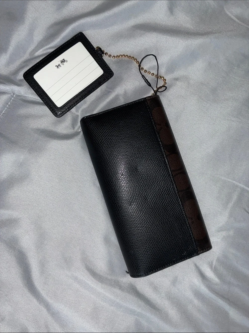 Coach Signature Brown and Black Continental Wallet with Card Holder